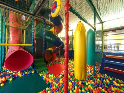 a playground with a bunch of balls and slides at Vakantiepark Breebos in Rijkevorsel