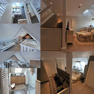 a collage of photos of a living room and a house at Villa71 in Rijkevorsel