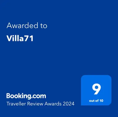 a screenshot of a cell phone with the text awarded to villa at Villa71 in Rijkevorsel