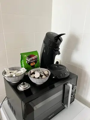 a stove with bowls of food on top of it at Vilvoorde city center in Vilvoorde