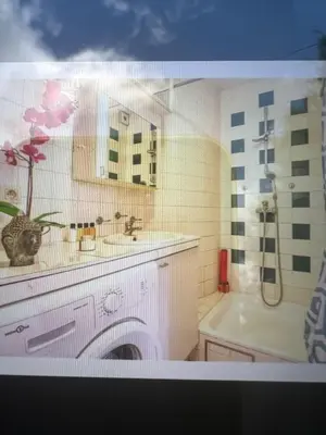 a bathroom with a tub and a sink and a bath tub at Appartements Brussels in Brussels