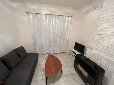 a living room with a couch and a fireplace at Appartements Brussels in Brussels