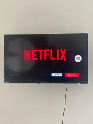 a television with the netflix sign on a wall at cantillonn in Brussels