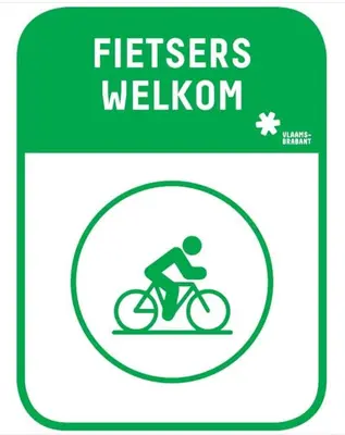 a sign with a person riding a bike at B&B Aline Florentine - adults only - Luxury B&B - Chambres d'Hôtes - Zimmer Frei in Kortenberg