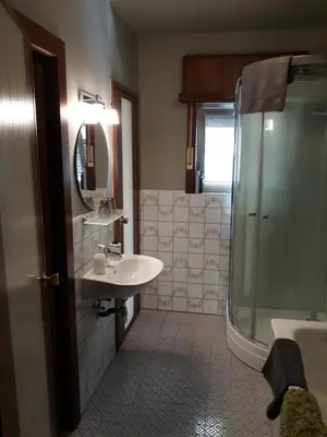 a bathroom with a sink and a shower at Wenceslas Cobergher IV in Bertem