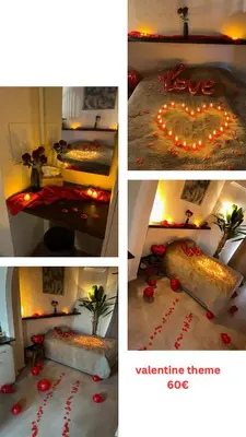 a collage of four pictures of a bed with lights at SLEEP INN - Palace Apartments - 2 Bedrooms in Antwerp