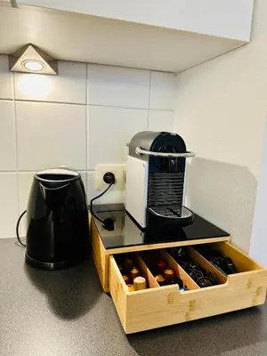 a counter with a coffee maker and a toaster at Urbanstay Suites Grand Place Luxury Apartment in Brussels