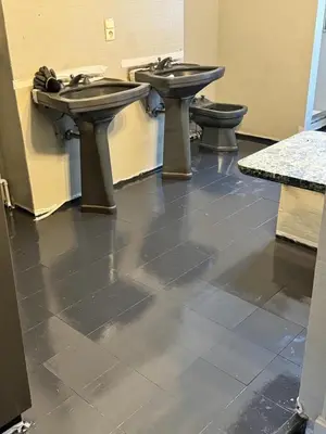 a bathroom with two sinks and two toilets at CES Home in Ghent