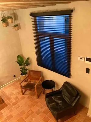 a living room with two chairs and a window at Idyllische, historische woning op het hippe zuid in Antwerp
