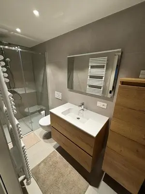a bathroom with a sink and a shower and a toilet at J1 - Urban studio in Antwerp in Antwerp