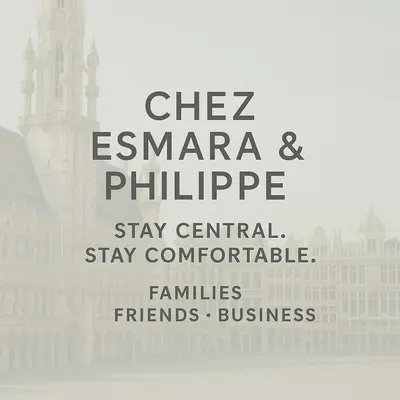 a sign that reads chez esamara and philippine stay central stay at Apartment Chez Esmara et Philippe in Brussels