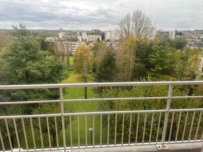 a view of a city from a balcony at Résidence Europe in Brussels