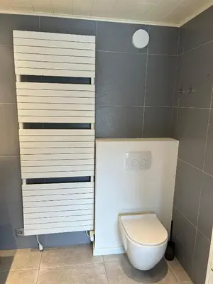 a bathroom with a white toilet in a room at Business Accommodation 'Urban Living' Intimate in Geel