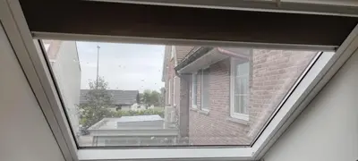 a view through a window of a building at Docs House in Wetteren