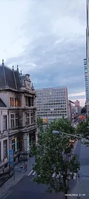 a view of a city with buildings and a street at Antwerp Home Sweet Home 1 Double and 2 Single Beds in Antwerp