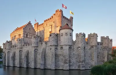 a castle in the middle of the water at Spacious room in city centre in Ghent