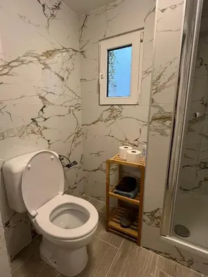 a bathroom with a toilet and a shower at Studio n1 Bruxelles Centre Ville in Brussels