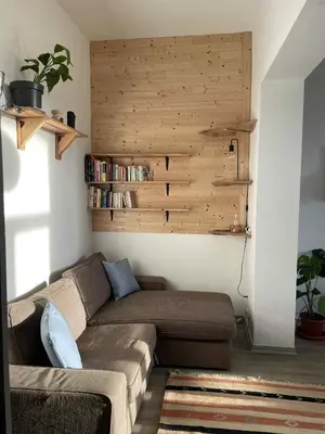 a living room with a couch and a book shelf at Appartement cozy à Saint-Gilles in Brussels