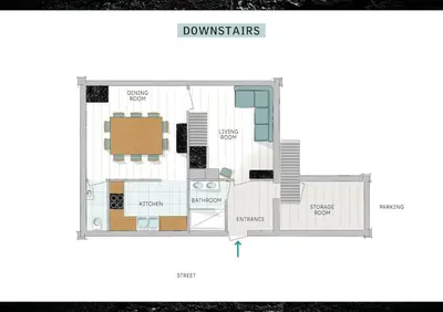 a plan of a floor plan of a building at Square Shaped Farmhouse from 1713 in Nieuwenhove