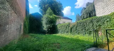 an ivy covered wall with a house in the background at Smallfunnyworld Brussels in Brussels