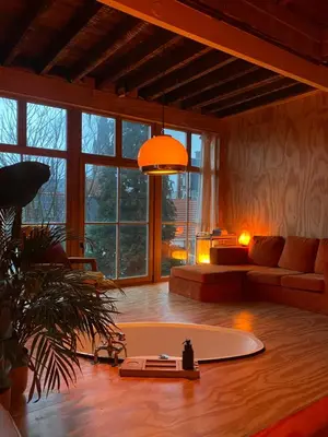 a living room with a couch and a table at t'PK in Antwerp