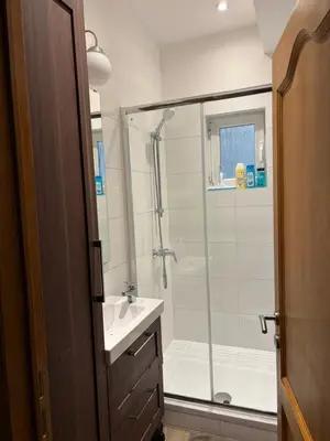 a bathroom with a shower and a sink at Sublime appartement au centre de Bruxelles in Brussels