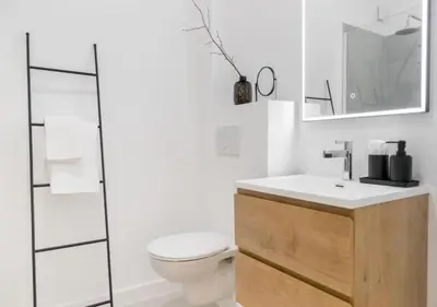 a bathroom with a toilet and a sink and a mirror at Charming house in city center in Antwerp