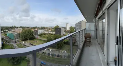 a balcony with a view of a city at STUDIO Zone touristique in Brussels