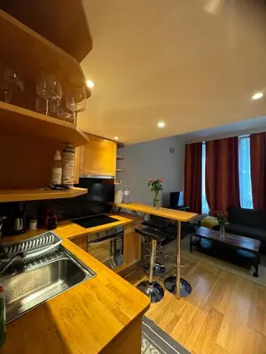 a kitchen with a sink and a counter top at B&B appartement in Brussels