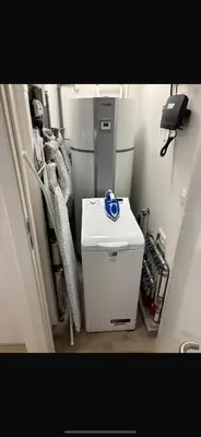 a room with a water heater in a room at Beautiful Apartment with Panoramic View of center with roof terrace in Brussels