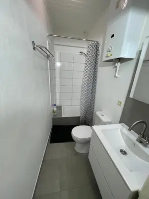 a white bathroom with a toilet and a sink at Heart of Antwerpen in Antwerp