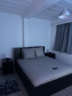 a bedroom with a bed in a blue room at Appartement de Luxe Entièrement Rénové - Proche Aéroport de Bruxelles, Quartier Chic in Brussels