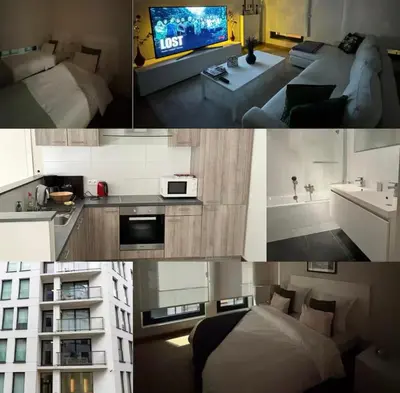 a collage of photos of a living room and a apartment at Le Refuge Historique WIFI - Parking - Confort in Brussels