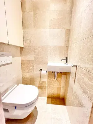 a bathroom with a toilet and a sink at Luxury on Rue Haute in Brussels