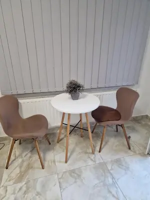two chairs and a white table with a plant on it at Nguetch & Gigi in Haaltert