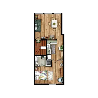 a rendering of a floor plan at Charming 18th Century Gem in the Heart of Old Town in Antwerp