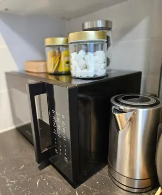 a coffee maker sitting on top of a counter at Studio Brussels centre in Brussels