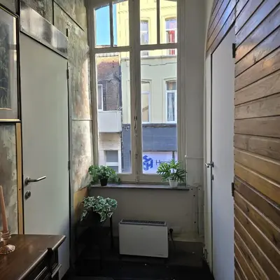 a room with a window and a radiator and plants at Balacobaco in Brussels
