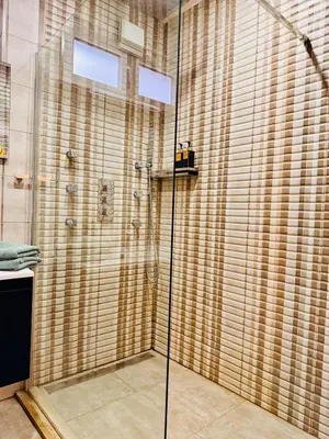 a shower with a glass door in a bathroom at l'imperial WIFI & Confort in Brussels
