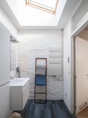 a bathroom with a sink and a mirror at Brooklyn Five in Ghent