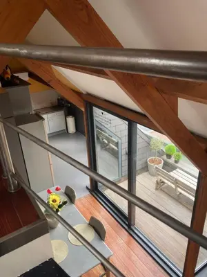 an attic view from the top of a house at Vakantiewoning centraal in België, veel privacy, prachtig uitzicht, airco in Denderleeuw