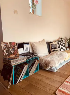 a living room with a couch and a table at Cozy & Spacious Duplex with an Amazing Terrace in Antwerp