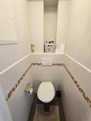 a small bathroom with a toilet in a room at Splendid 2 bedroom apartment in Etterbeek in Brussels