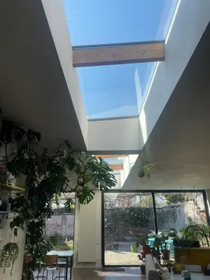a skylight in the ceiling of a house at Spacious house with big garden close to the city in Ghent