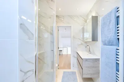 a bathroom with a shower and a sink at Toison d'Or in Brussels
