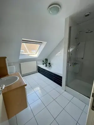 a bathroom with a shower and a sink and a tub at Lovely house next to Tomorrowland in Boom