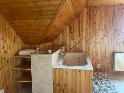a bathroom with a sink and wooden walls at Luxe Villa Lou & Hans in Aalst