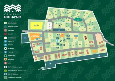 a map of the campus of greenwich university at Trekkershutten - Camping Groenpark in Zele