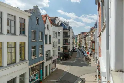 a view of a city street with buildings at Heart of Antwerp House in Antwerp