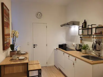 a kitchen with a sink and a counter top at Studio Saintes-Catherine in Brussels